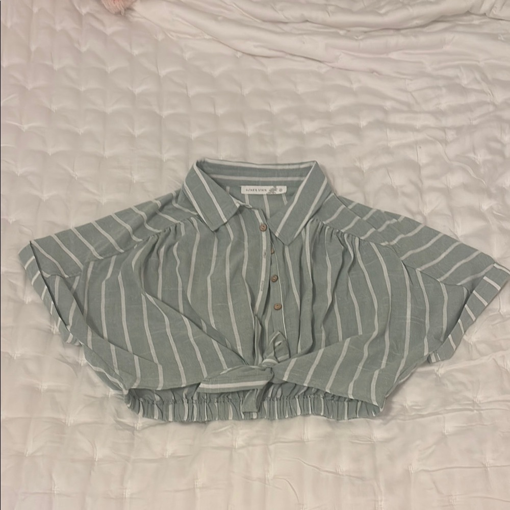 Altar'd State Green Striped Top